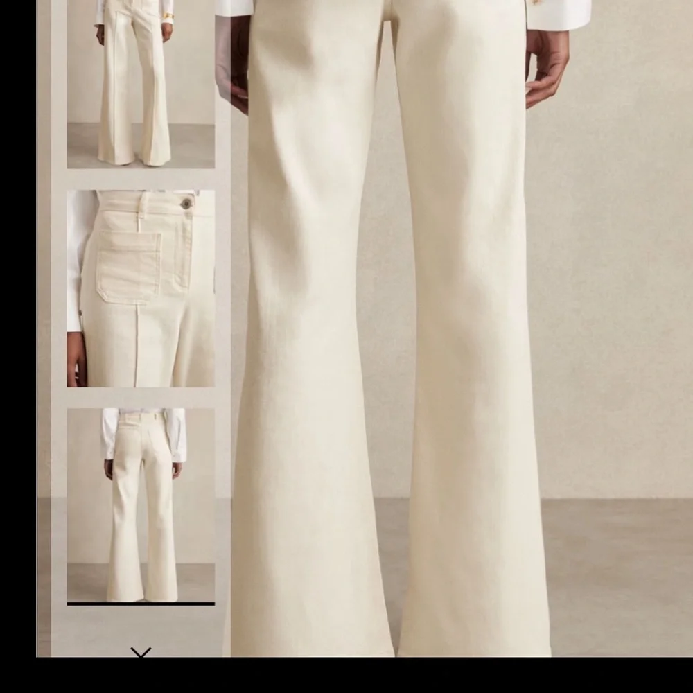 Reiss Cream Wide-Leg Trousers - Picture 2 of 7